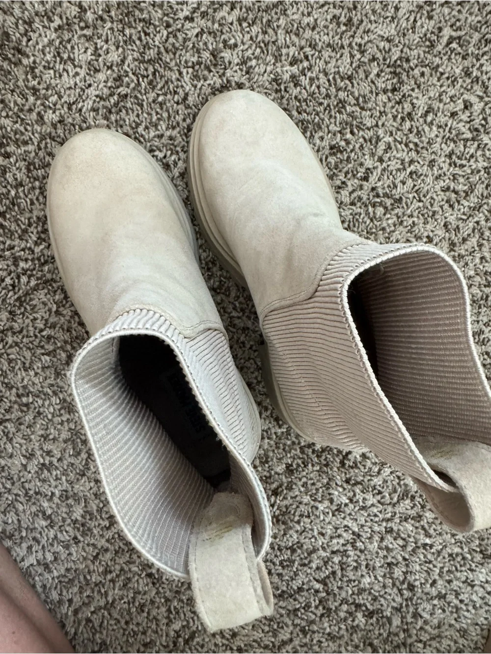 Steve Madden Beige Chunky Heel Ankle Booties